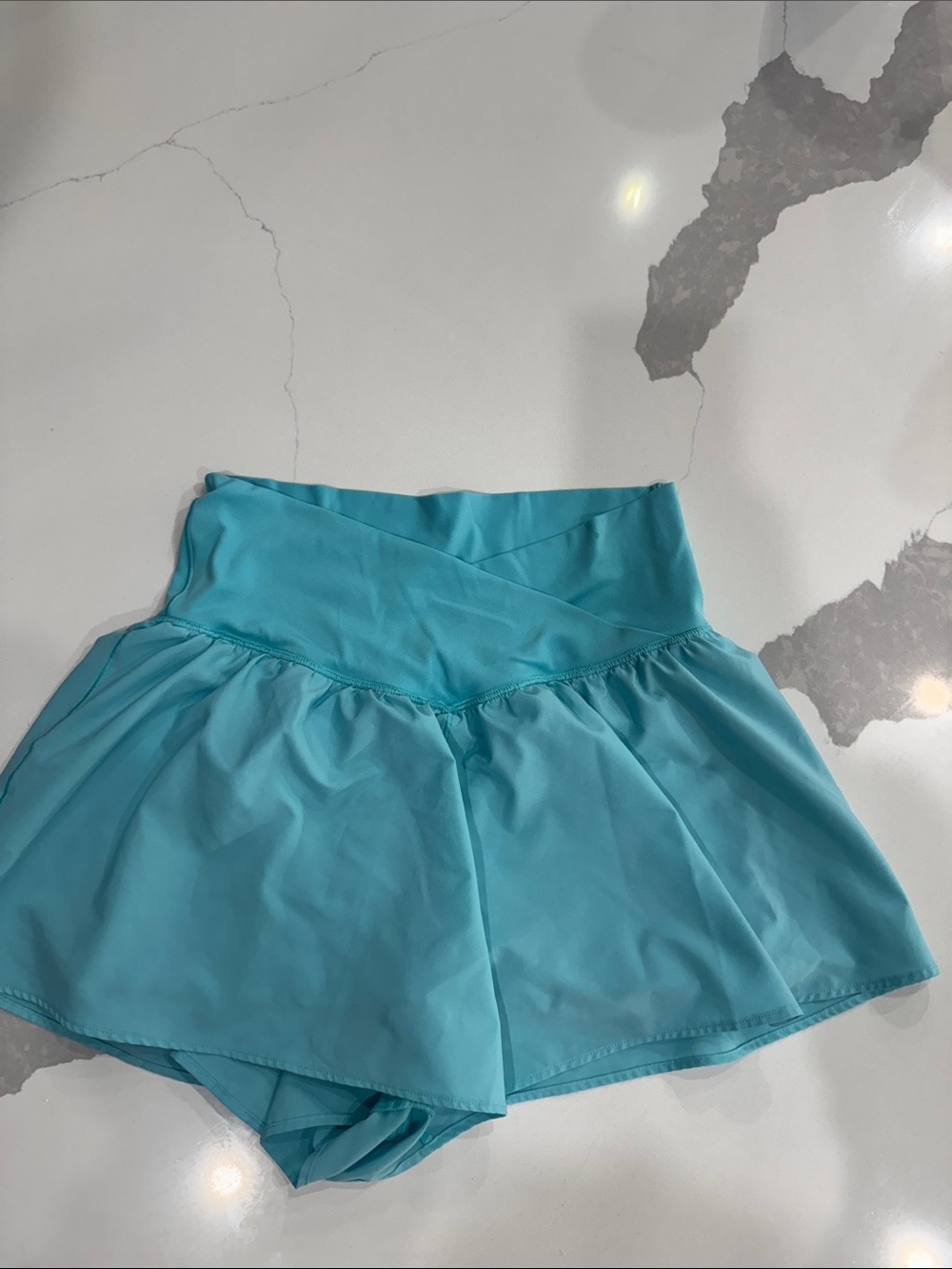 Lightweight Aqua Women's Skort Shorts with Crossover Waistband